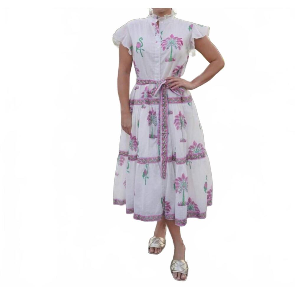 NEW BRISARA devi midi dress in flamingo